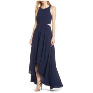 Navy Blue Ali & Jay Cutout Maxi dress - perfect for holiday parties!